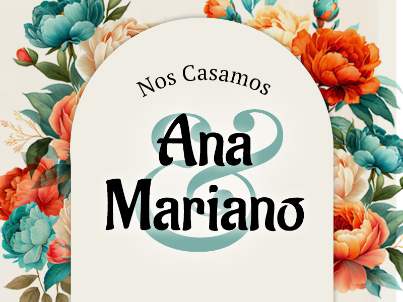 Romántico Floral - Azul y Naranja